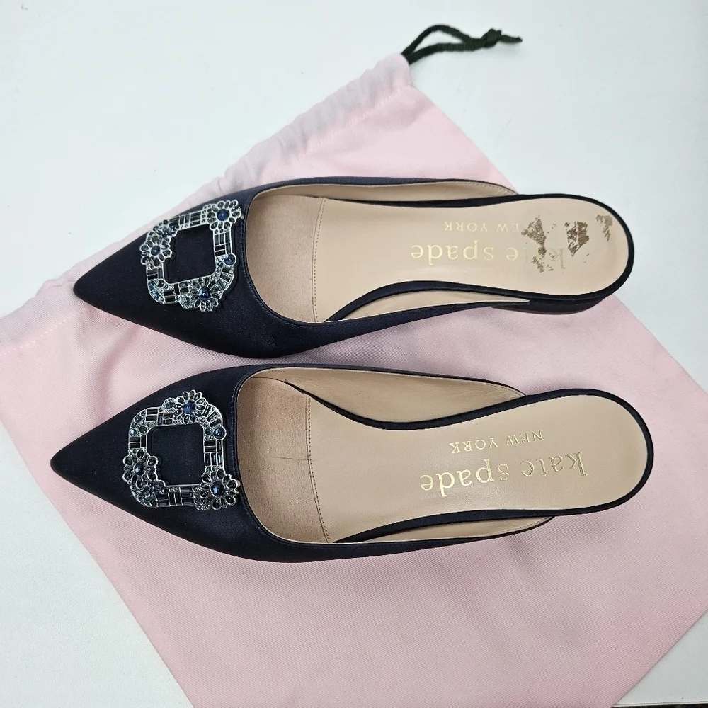 Kate spade flats blue buckle up